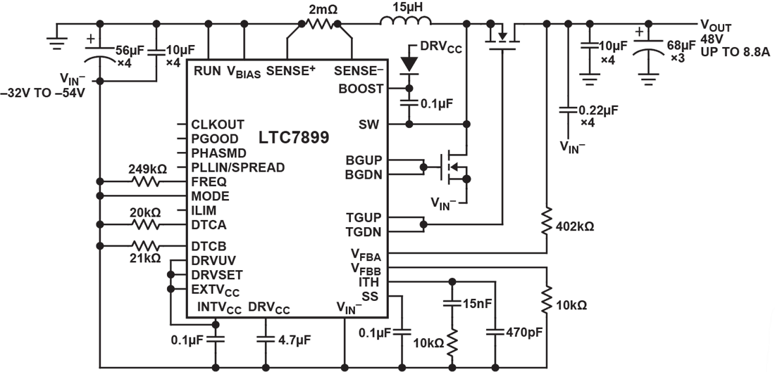 Application Circuit Diagram - Analog Devices Inc. LTC7899 Switching Regulator Controller
