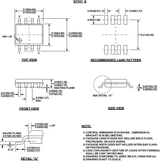 Mechanical Drawing - Monolithic Power Systems (MPS) MCQ1805 Hall-Effect Current Sensors