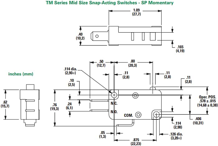 Mechanical Drawing - C&K Switches TM Mid-Size Snap-Acting Switches