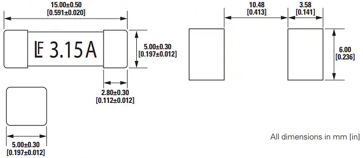 Mechanical Drawing - Littelfuse 415 Series SMT Fuses