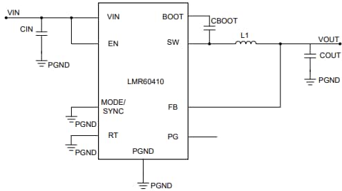 Schematic - Texas Instruments LMR60410 Synchronous Buck Converter