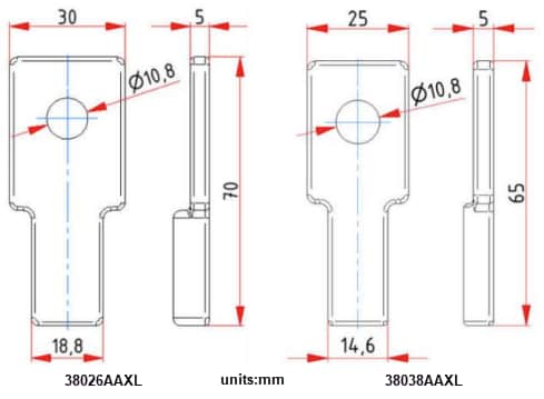 Mechanical Drawing - Amphenol Auxel Power Distribution Blocks & Connection Latches