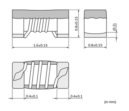 Mechanical Drawing - Murata Electronics LQW AEC-Q200 Chip Coil Inductors