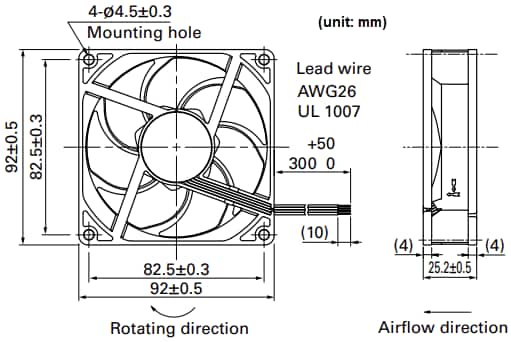 Mechanical Drawing - Sanyo Denki San Ace 200x70 9GA Low Power Consumption DC Fan