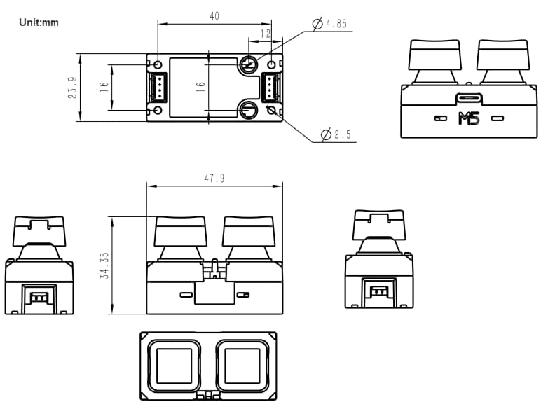 Mechanical Drawing - M5Stack C147 Chain DualKey