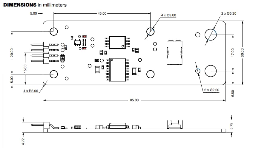 Mechanical Drawing - Vishay ISO-DC-VSAO Isolated DC Voltage Reference Design