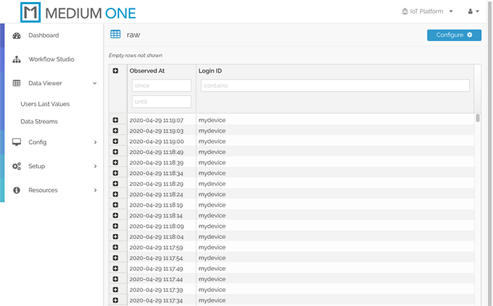 Data Viewer Display of raw Events
