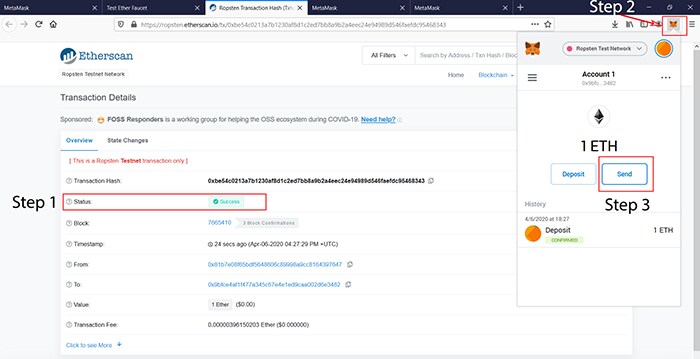 Transaction details on MetaMask