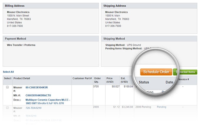 Botón Programar pedido en la página Historial de pedidos.